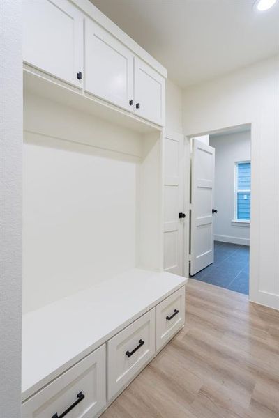 Mudroom featuring light hardwood / wood-style flooring