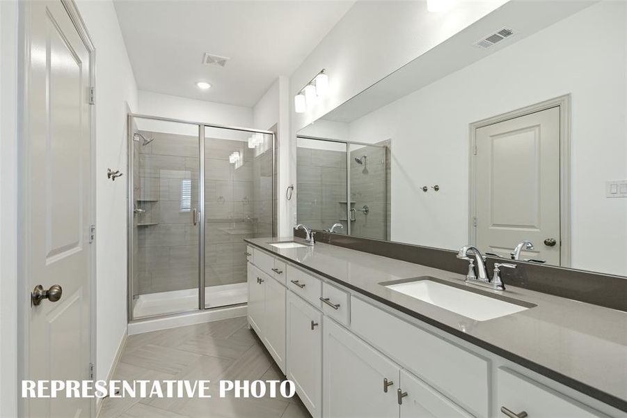 You'll find a spacious walk in shower calling your name in this fantastic owner's bath!  REPRESENTATIVE PHOTO
