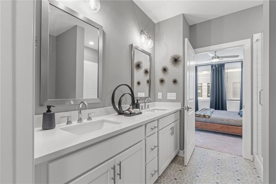 Primary bathroom is ensuite along with a large walk in closet.
*Model Home-Representative purposes only*