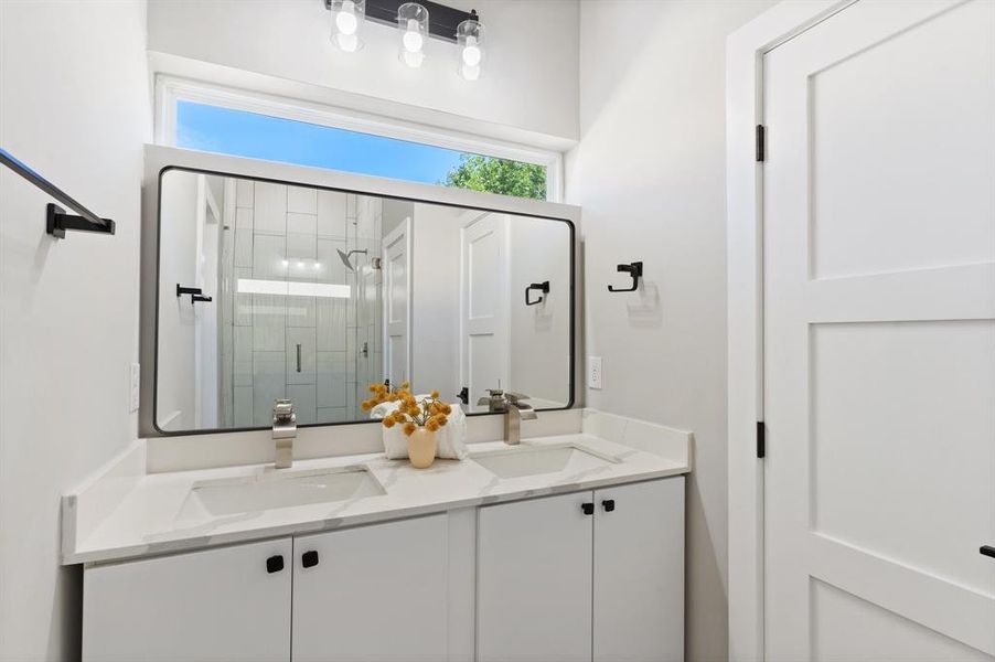 Bathroom with double sink vanity