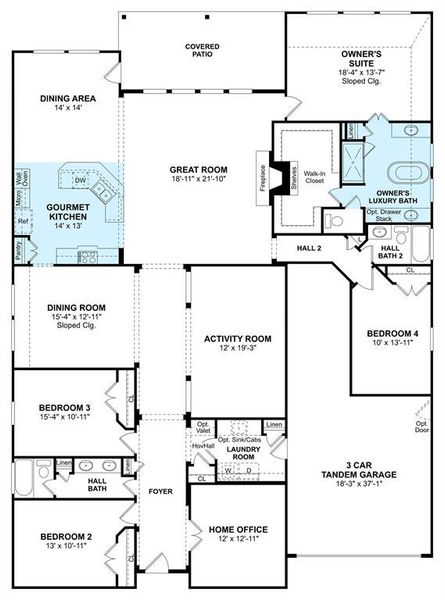 The Elaine floor plan by K. Hovnanian Homes. 1st Floor shown. *Prices, plans, dimensions, features, specifications, materials, and availability of homes or communities are subject to change without notice or obligation.