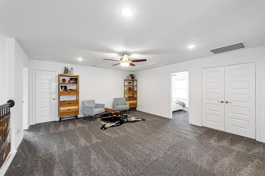 Upstairs, you will be pleasantly surprised to find a generously sized game room! Be sure to check out all of the generously sized closets that this home offers!