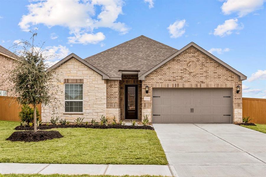 The Atchison Plan features 3 bedrooms, 2 bathrooms, and a beautiful front yard landscaping package. Completed example being built at 14021 Freeboard Drive. Colors & finishes in shown example photos may vary from actual home.