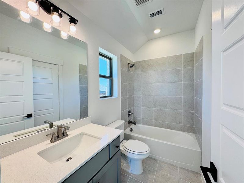 Friends and family will feel right at home in any of the beautifully finished guest baths!