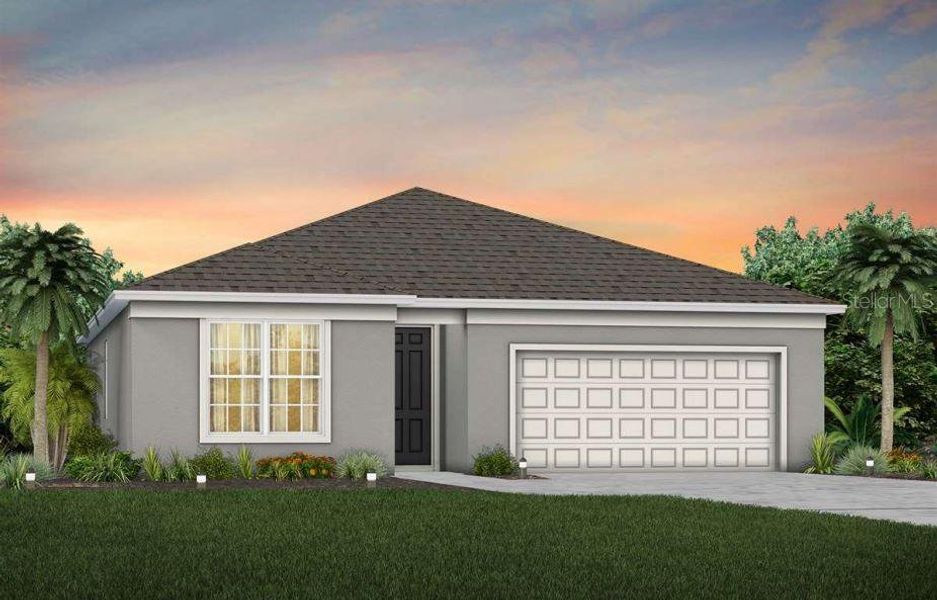 Cresswind Florida Mediterranean FM1 Exterior Design. Artistic rendering for this new construction home. Pictures are for illustrative purposes only. Elevations, colors and options may vary.